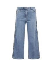 PixieGirl Petite Blue Plait Side Wide Leg Stretch Jeans - Image 5 of 5