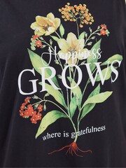Yours Curve Black Happiness Grows T-Shirt - Image 4 of 5