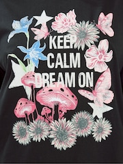 Yours Curve Black Keep Calm Dream On T-Shirt - Image 4 of 5