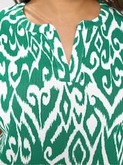 Yours Curve Green Notch Neck Top - Image 4 of 5