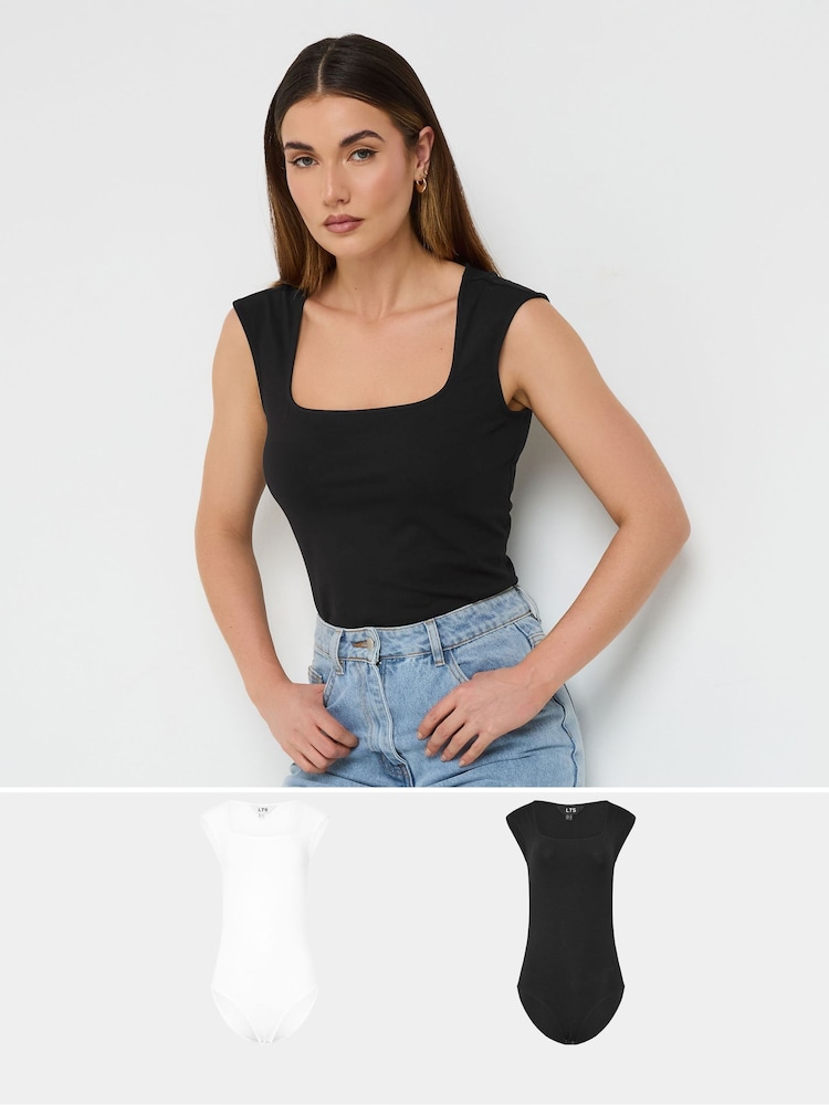 Long Tall Sally Black Square Neck Bodysuits 2 Pack - Image 1 of 5