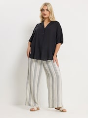 Yours Curve Black Linen Blend Resort Shirt - Image 2 of 5