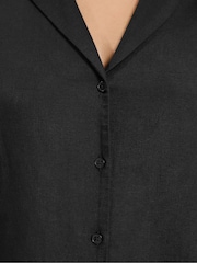 Yours Curve Black Linen Blend Resort Shirt - Image 4 of 5