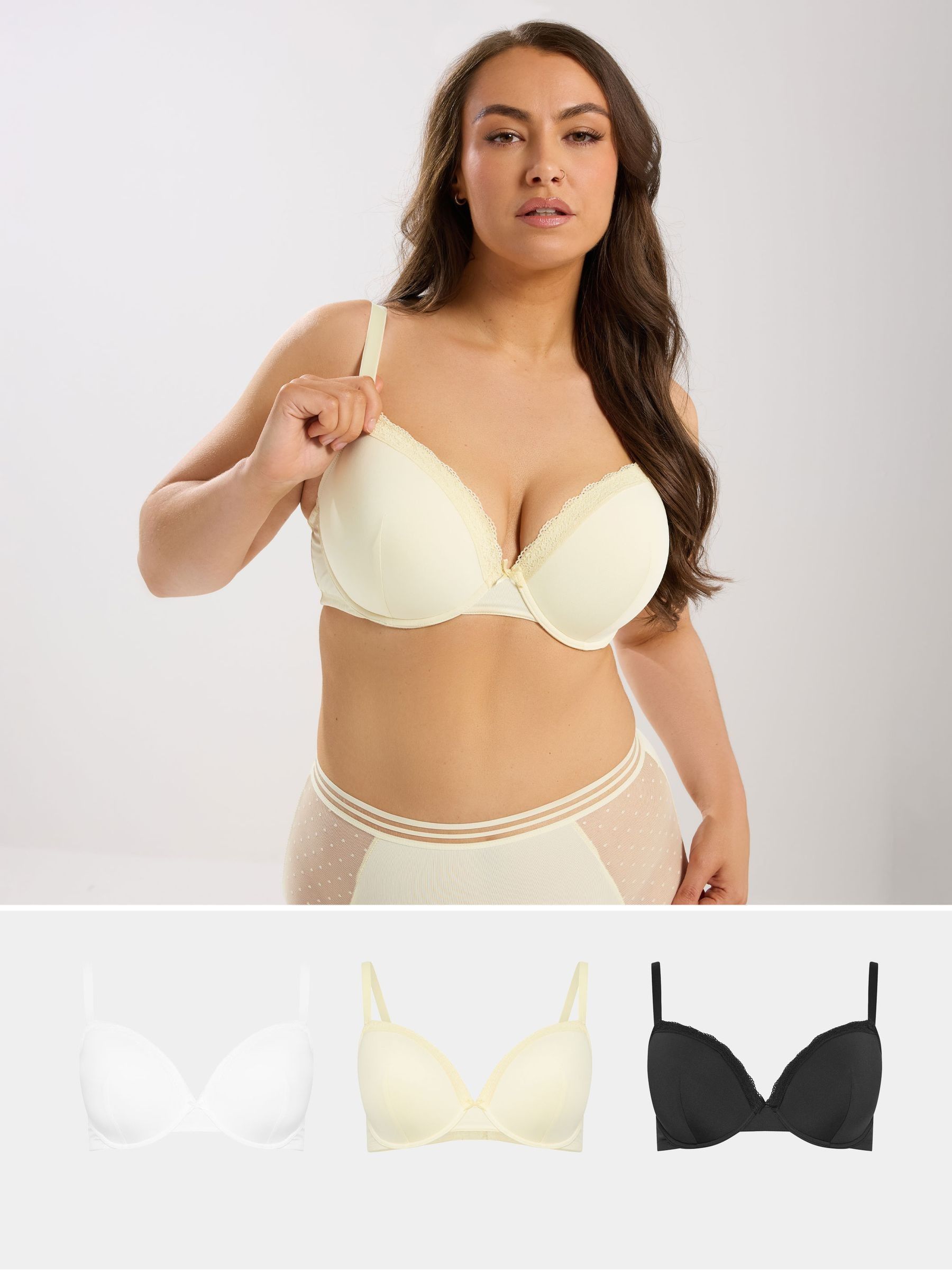 Yours Curve Women's Black T-Shirt Bras 3 Pack