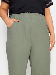 Yours Curve Green Cool Cotton Cropped Trousers - Image 4 of 4