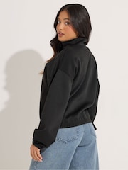 PixieGirl Petite Black Scuba Funnel Neck Zip Jacket - Image 2 of 6