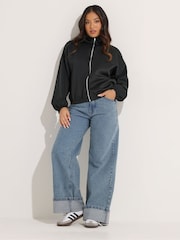 PixieGirl Petite Black Scuba Funnel Neck Zip Jacket - Image 4 of 6