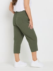 Yours Curve Green Cool Cotton Cropped Trousers - Image 3 of 4