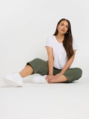 Yours Curve Green Cool Cotton Cropped Trousers - Image 4 of 4