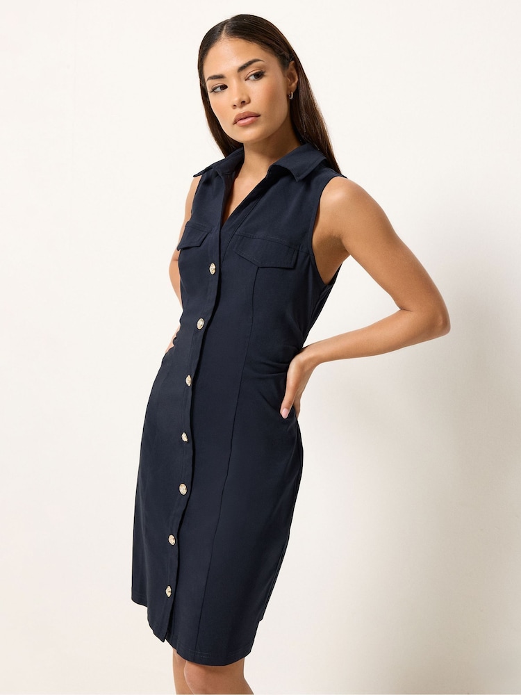 PixieGirl Petite Gold Button Shirt Mini Dress - Εικόνα 1 από 5