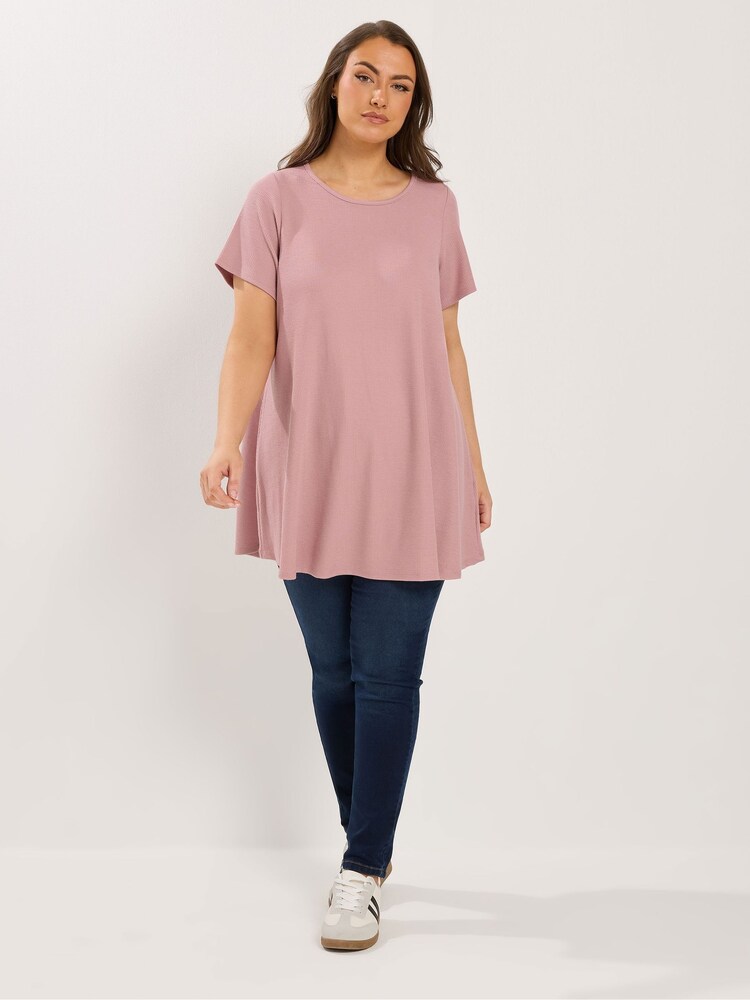 Yours Curve Pink Swing Ribbed Top - Image 2 of 4