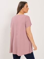 Yours Curve Pink Swing Ribbed Top - Image 3 of 4