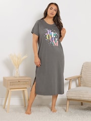 Yours Curve Grey Just Bloom Midaxi Nightdresses 2 Pack - Image 2 of 8