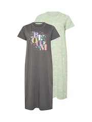 Yours Curve Grey Just Bloom Midaxi Nightdresses 2 Pack - Image 5 of 8