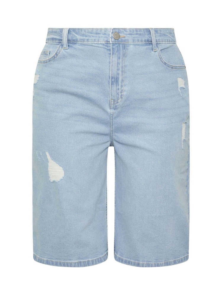 Yours Curve Blue Denim Shorts - Image 5 of 5