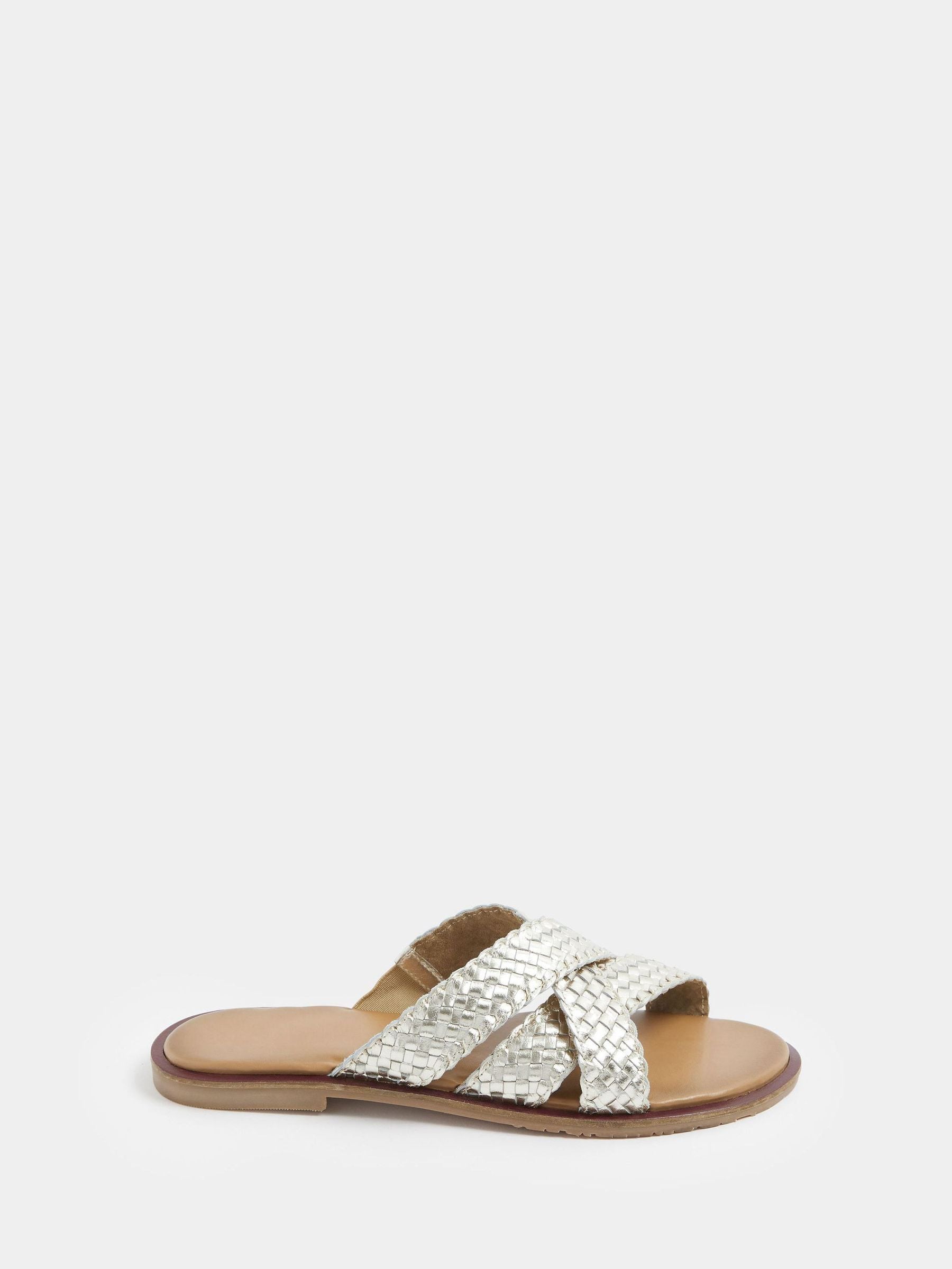 Long Tall Sally Women's Faux Leather Woven Mule Sandals In Standard Fit in Gold | Size: 9 - Image 2