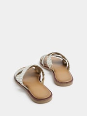 Long Tall Sally Gold Faux Leather Woven Mule Sandals - Image 3 of 5