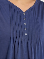 Yours Curve Blue Short Sleeve Pintuck T-Shirt - Image 4 of 5