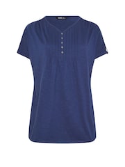 Yours Curve Blue Short Sleeve Pintuck T-Shirt - Image 5 of 5