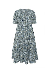 Yours Curve Blue Tie Front Texture Maxi Dress - Image 5 of 5