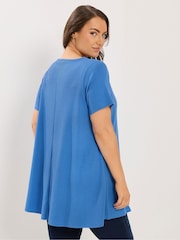 Yours Curve Blue Swing Ribbed Top - Image 2 of 4