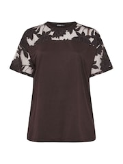 Yours Curve Brown Boxy Burnout T-Shirt - Image 5 of 5
