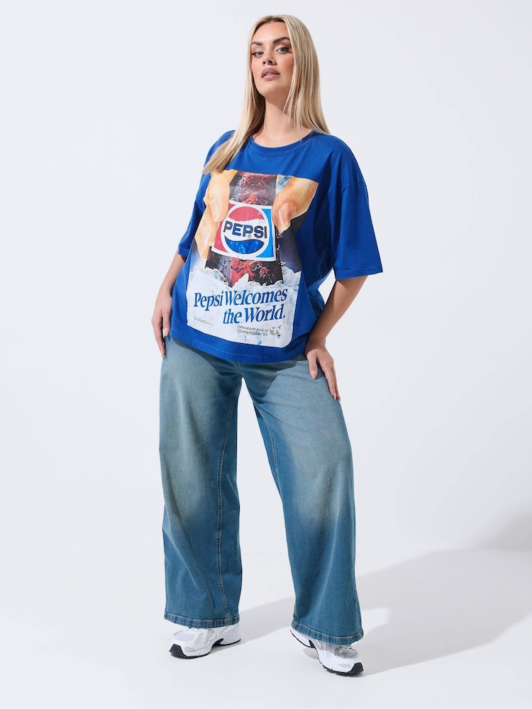 Yours Curve Blue Limited Pepsi T-Shirt - Image 2 of 4 Yours Curve Blue Limited Pepsi T-Shirt - Image 2 of 4