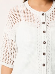 Yours Curve Cream Short Sleeve Button Through Cardigan - Image 4 of 5
