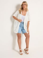 Yours Curve Cream Floral Pointelle Kimono - Image 2 of 5