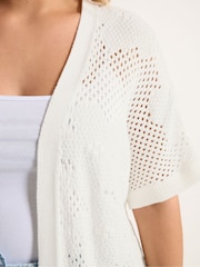 Yours Curve Cream Floral Pointelle Kimono - Image 4 of 5