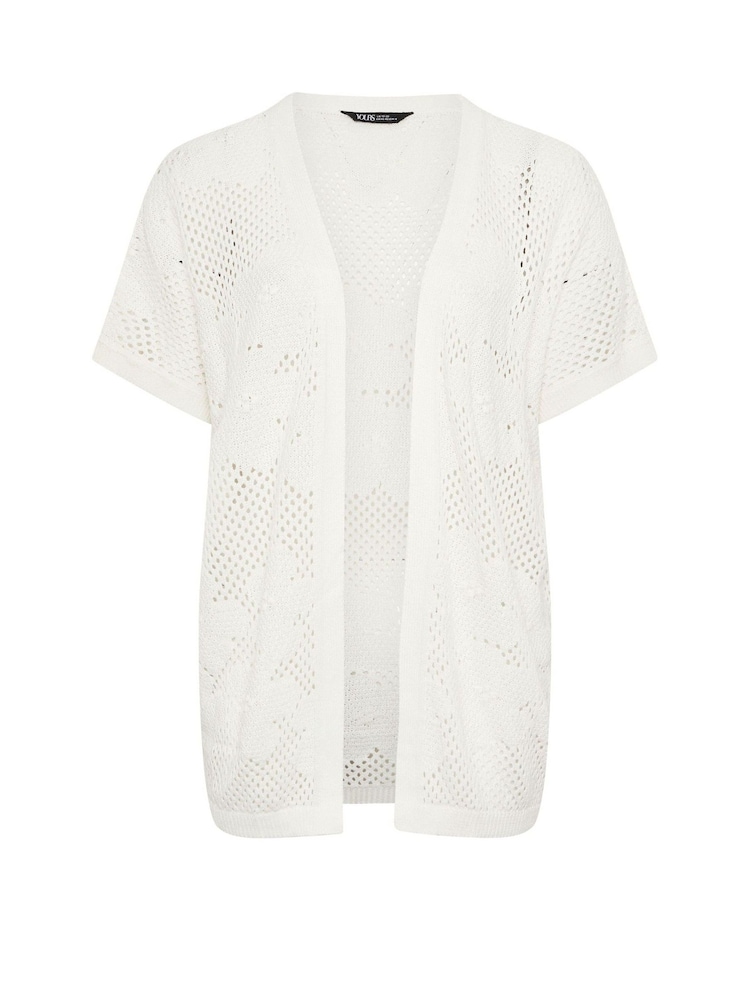Yours Curve Cream Floral Pointelle Kimono - Image 5 of 5