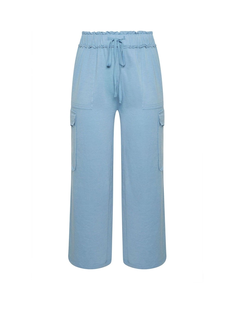 Yours Curve Blue Limited Washed Cargo Joggers - Image 5 of 5