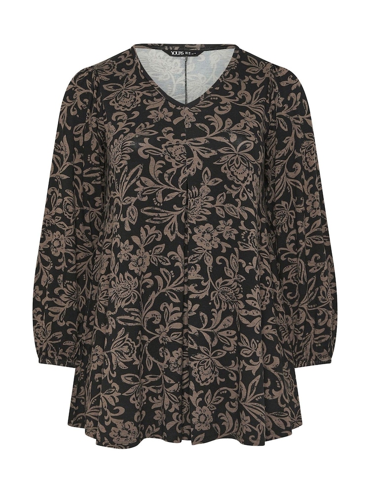 Yours Curve Brown Long Sleeve Pleated Balloon Tunics - Image 5 of 5