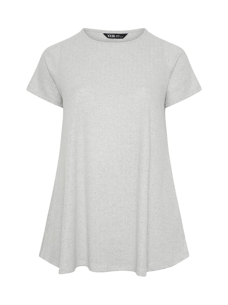 Yours Curve Grey Soft Touch Ribbed Swing Top - Image 5 of 5 Yours Curve Grey Soft Touch Ribbed Swing Top - Image 5 of 5