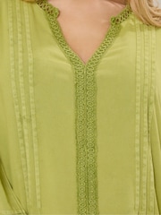 M&Co Green Long Sleeve Acid Wash Boho Blouse - Image 4 of 5