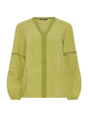 M&Co Green Long Sleeve Acid Wash Boho Blouse - Image 5 of 5