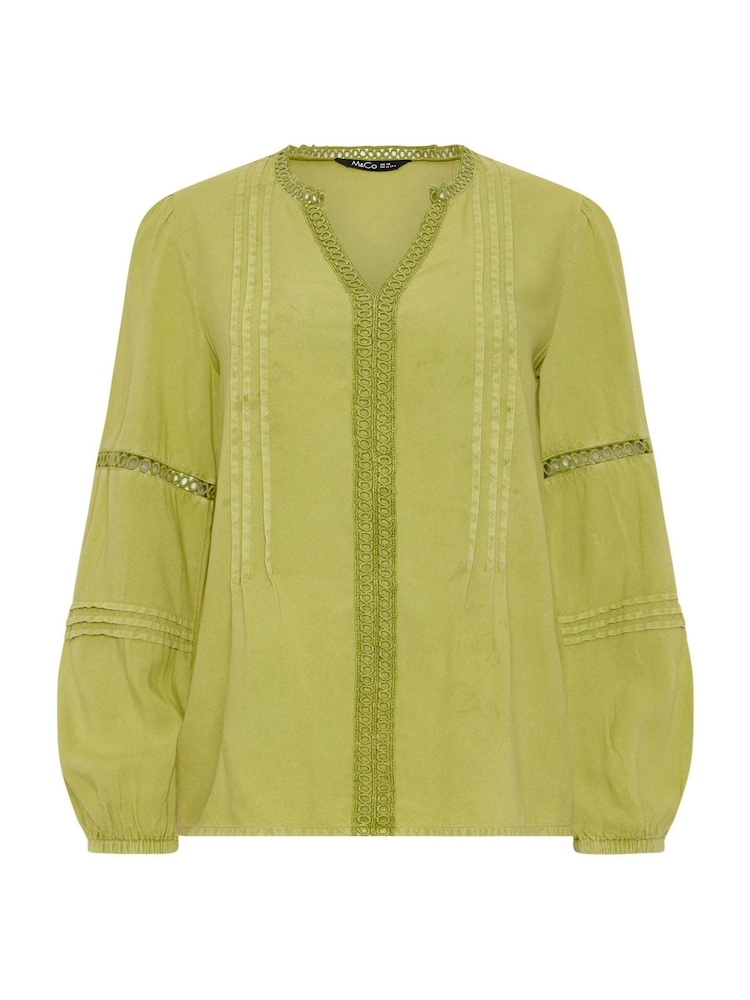 M&Co Green Long Sleeve Acid Wash Boho Blouse - Image 5 of 5