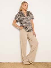 Long Tall Sally Brown Markings Satin V-Neck Blouse - Image 2 of 5