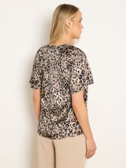 Long Tall Sally Brown Markings Satin V-Neck Blouse - Image 3 of 5