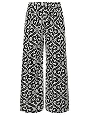 Yours Curve Black Abstract Print Trousers - Image 5 of 5