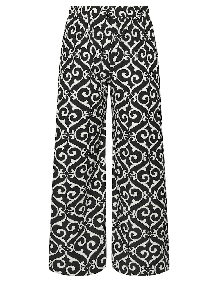 Yours Curve Black Abstract Print Trousers - Image 5 of 5