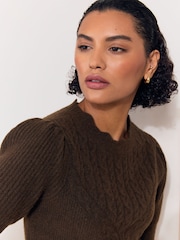 Chokoladebrun - Lipsy Cable Detail Knitted Top - Billede 4 af 5