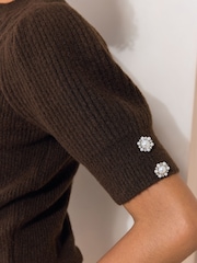 Chokoladebrun - Lipsy Cable Detail Knitted Top - Billede 5 af 5