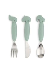 Done by Deer Green Easy-Grip Friends Powder Cutlery Set - Image 2 of 5