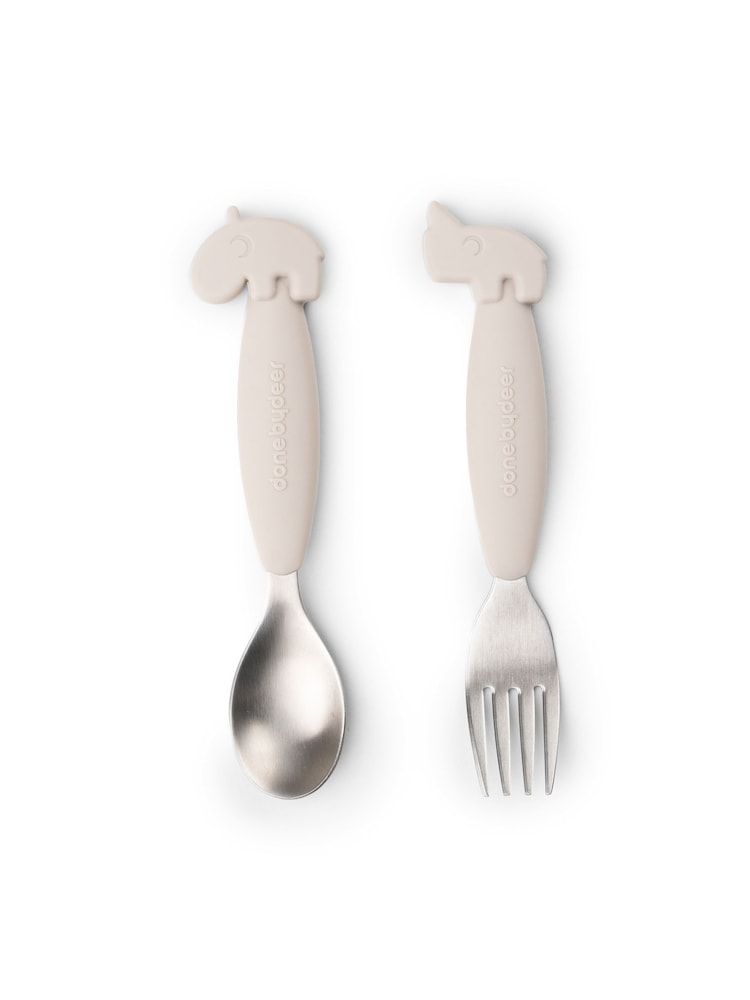 Done by Deer Natural Easy-Grip Deer Friends Spoon And Fork Set - Image 2 of 4