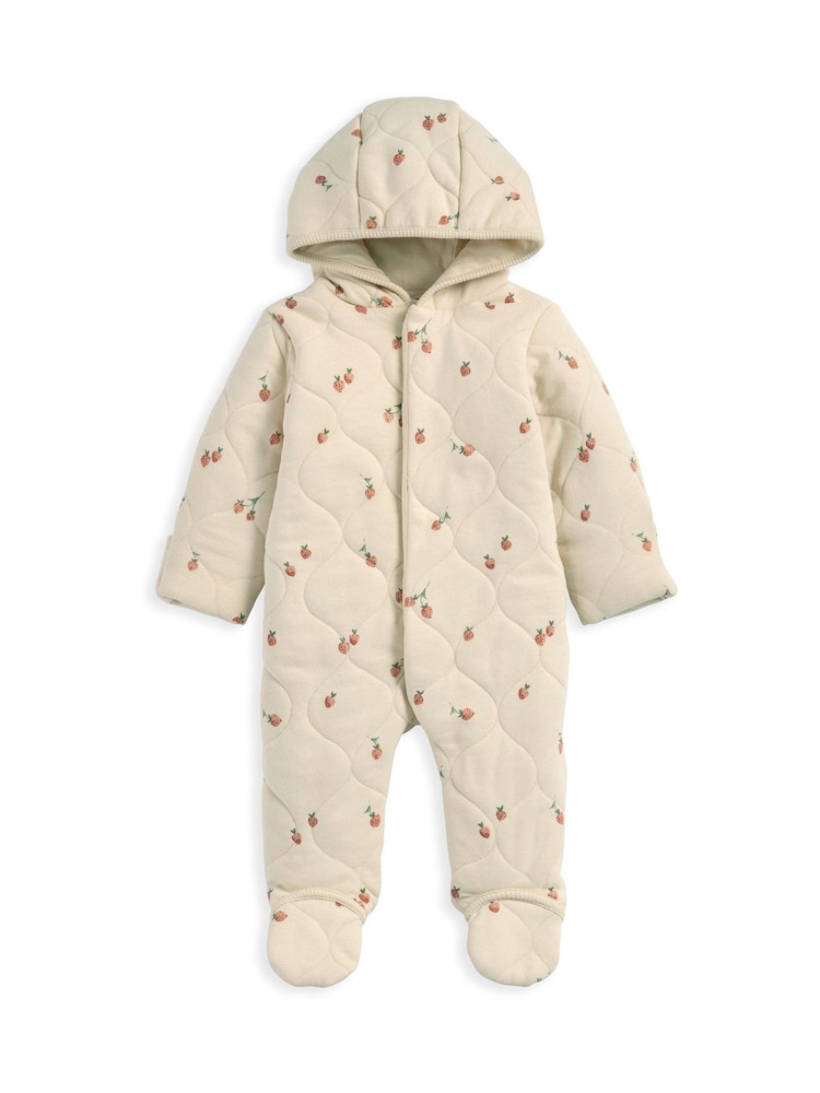 Mamas & Papas Cream Strawberry Pramsuit - Image 2 of 3 Mamas & Papas Cream Strawberry Pramsuit - Image 2 of 3