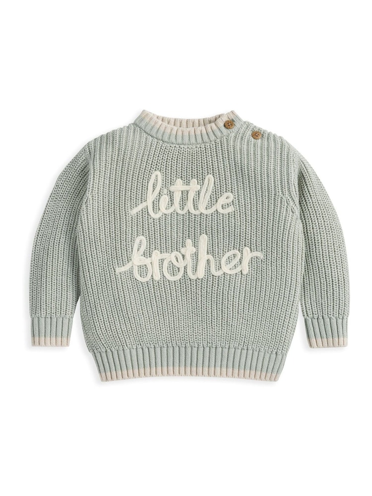 Mamas & Papas Green Little Brother Jumper - Image 2 of 3 Mamas & Papas Green Little Brother Jumper - Image 2 of 3
