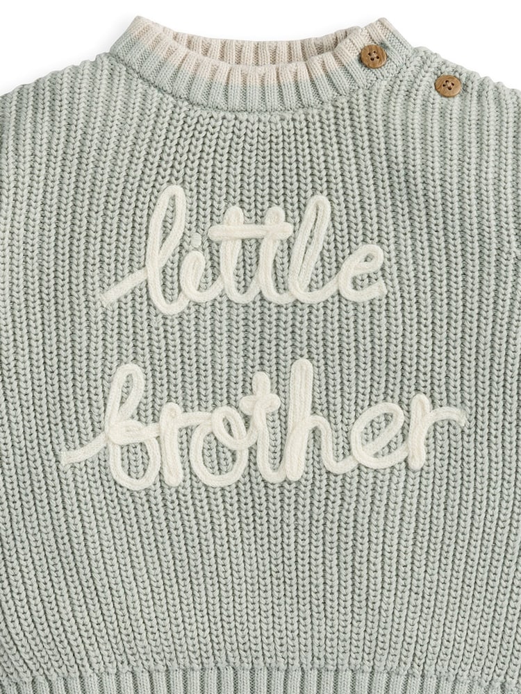 Mamas & Papas Green Little Brother Jumper - Image 3 of 3 Mamas & Papas Green Little Brother Jumper - Image 3 of 3