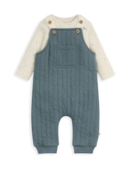 Mamas & Papas Blue Quilted Dungarees & Bodysuit Set - Image 2 of 4