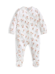 Mamas & Papas Watercolour Floral Print Sleepsuit - Imaginea 2 din 3